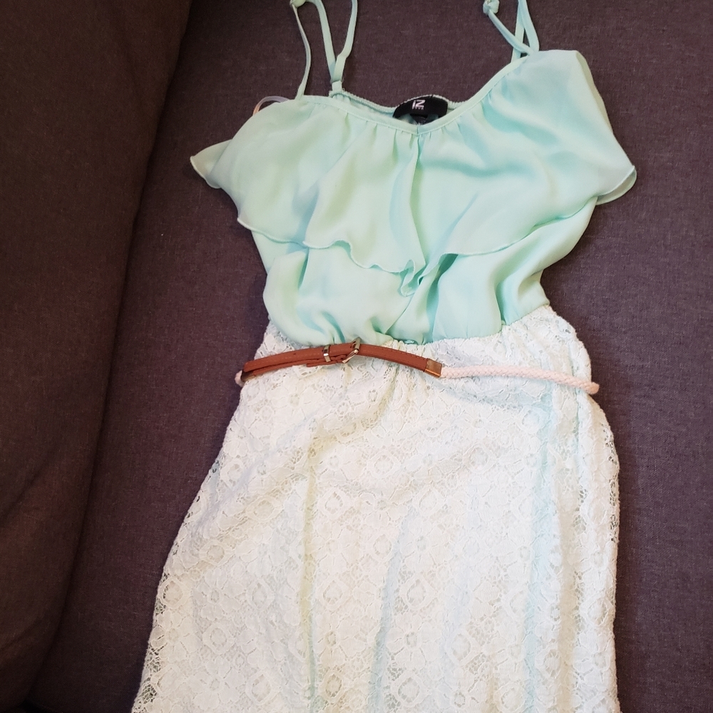 Blue and white dress